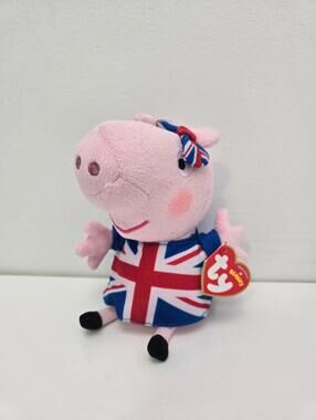 Ty Beanie Baby “Union Jack Peppa” - From the Children’s Show Peppa Pig (7 inch)